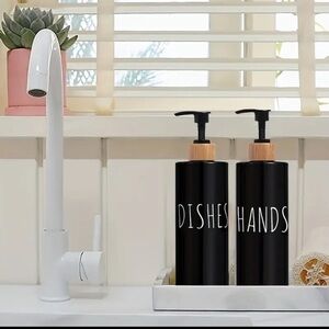 {NEW} Set of 2 Refillable Hand Sanitizer and Dish Soap Storage Bottles